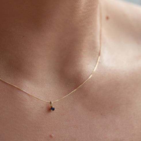 Three Claw Mini Sapphire Pendant Charm in Yellow Gold